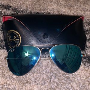 Blue tinted ray ban aviators